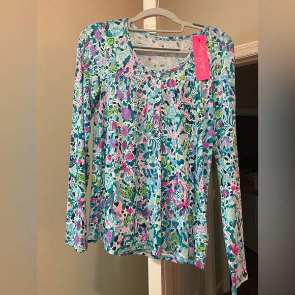 Lilly Pulitzer Pajama knit Henley top sz XS NWT - Picture 3 of 3